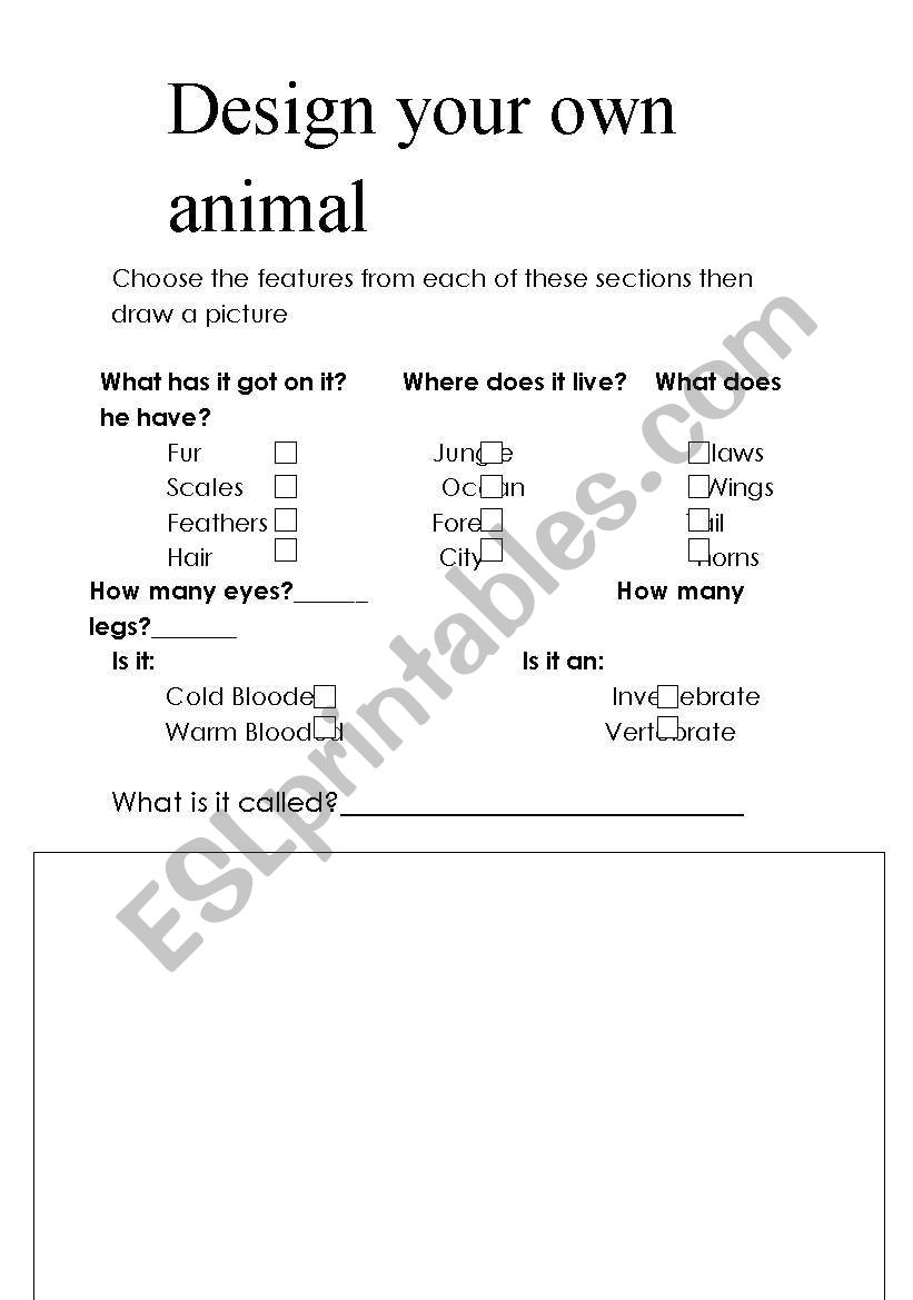 Design your own animal worksheet