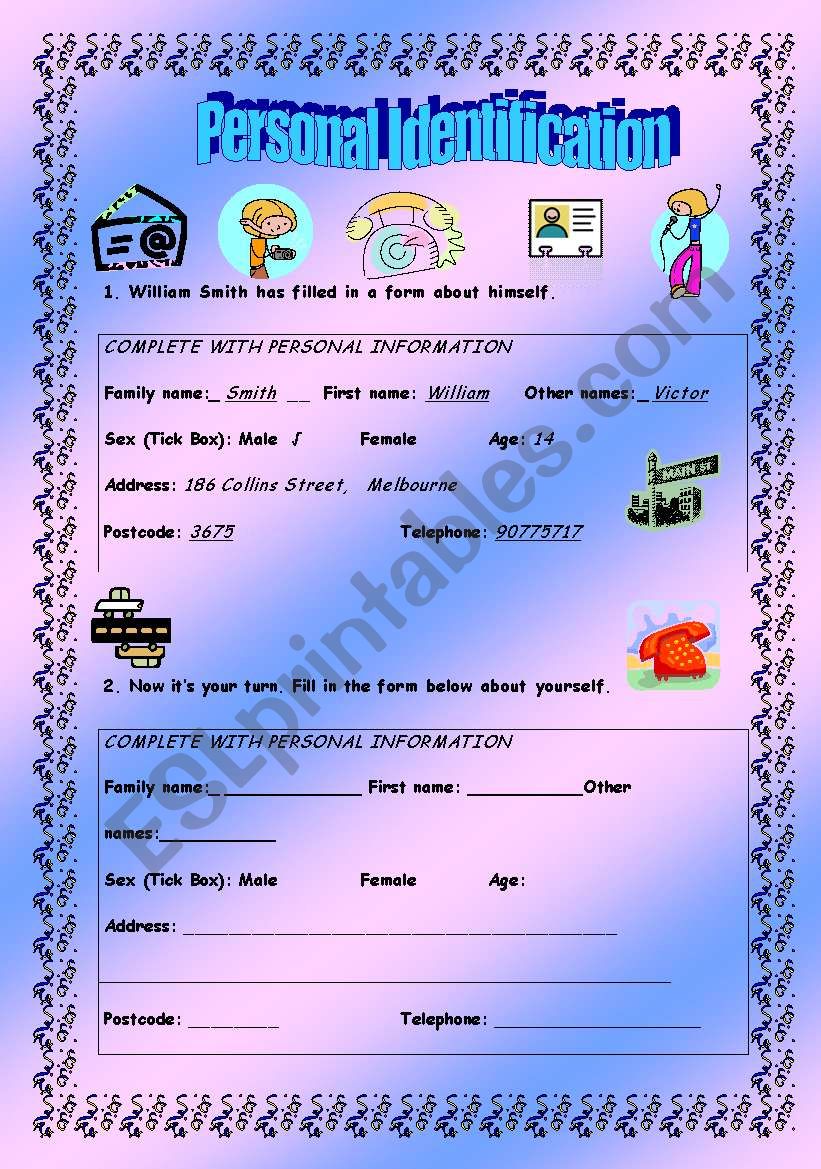 Personal Identification - elementary - (( 4 pages )) - Editable