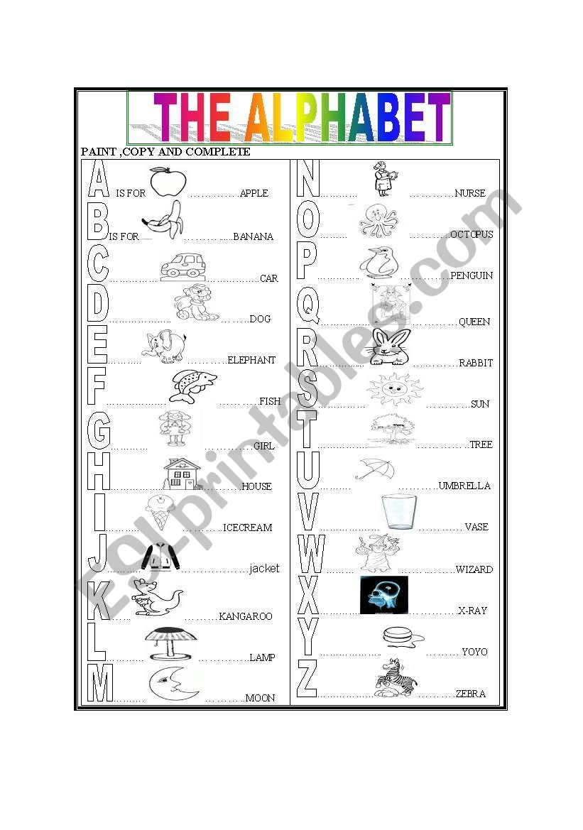 THE ALPHABET worksheet