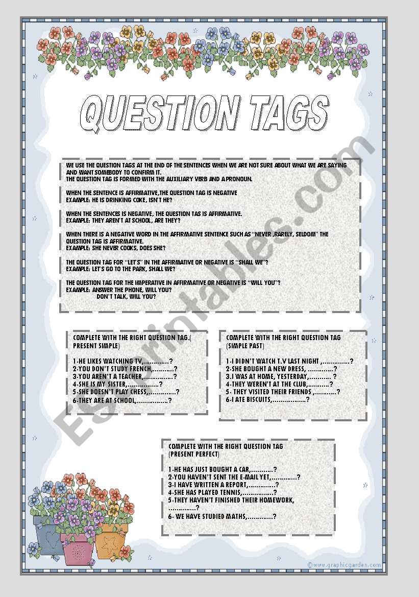 QUESTION TAGS worksheet