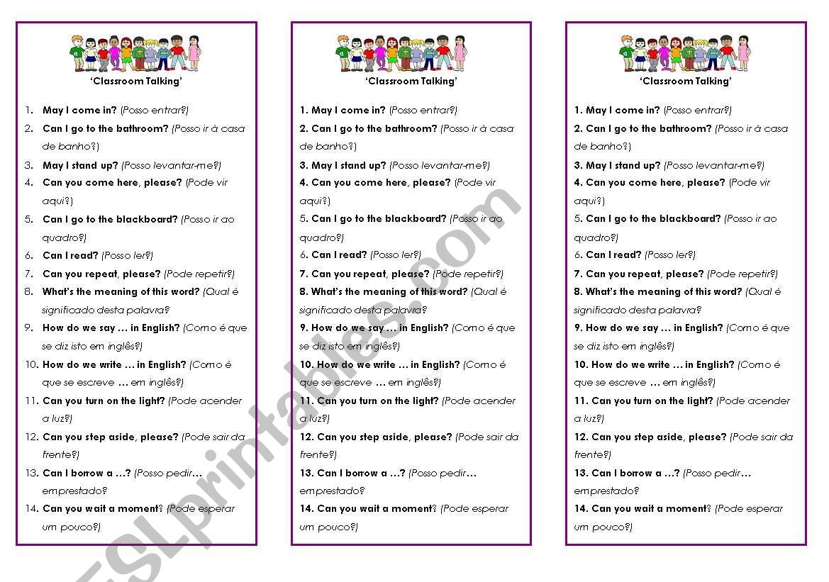 Classroom Talking worksheet