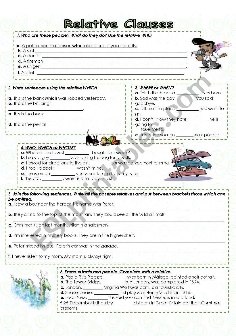 Relative clauses worksheet