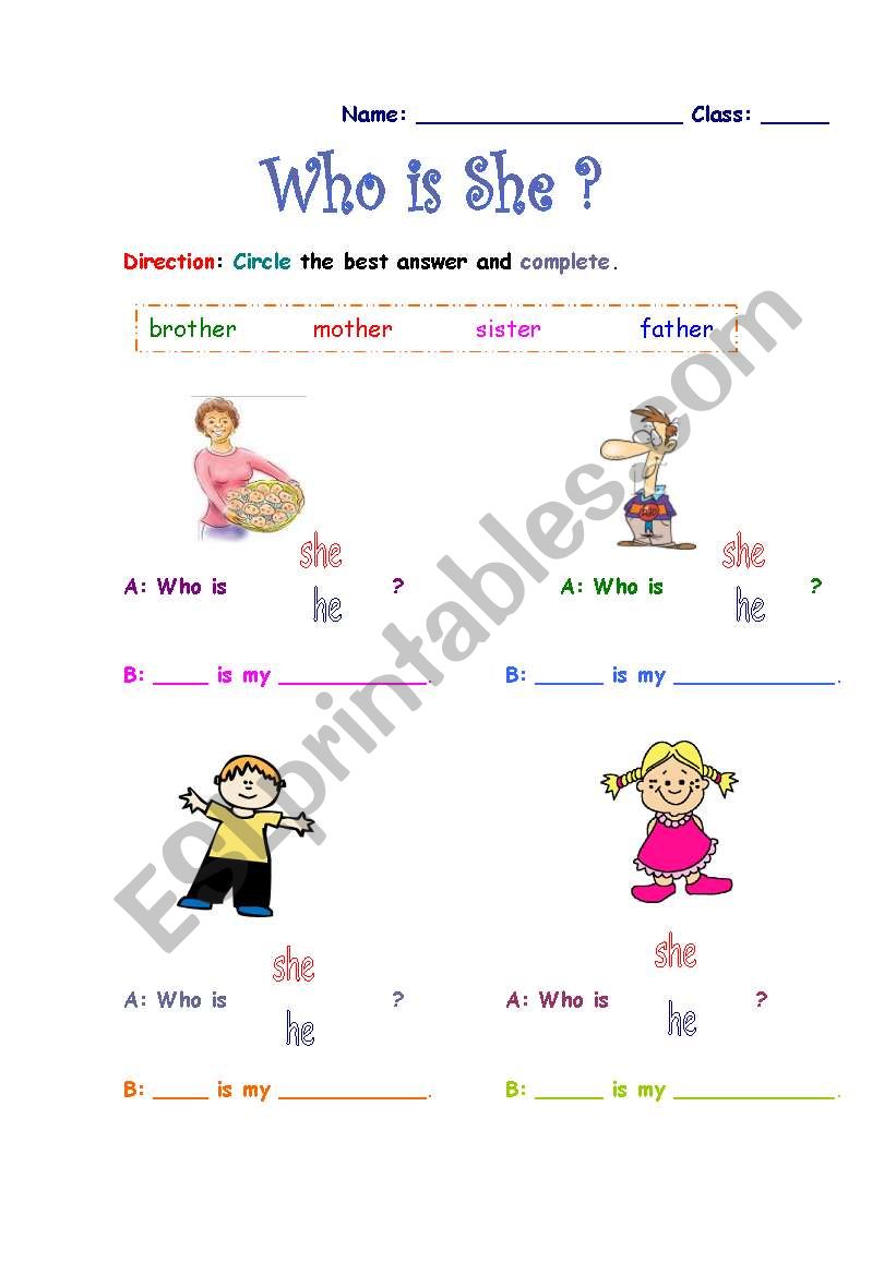 who is she? worksheet