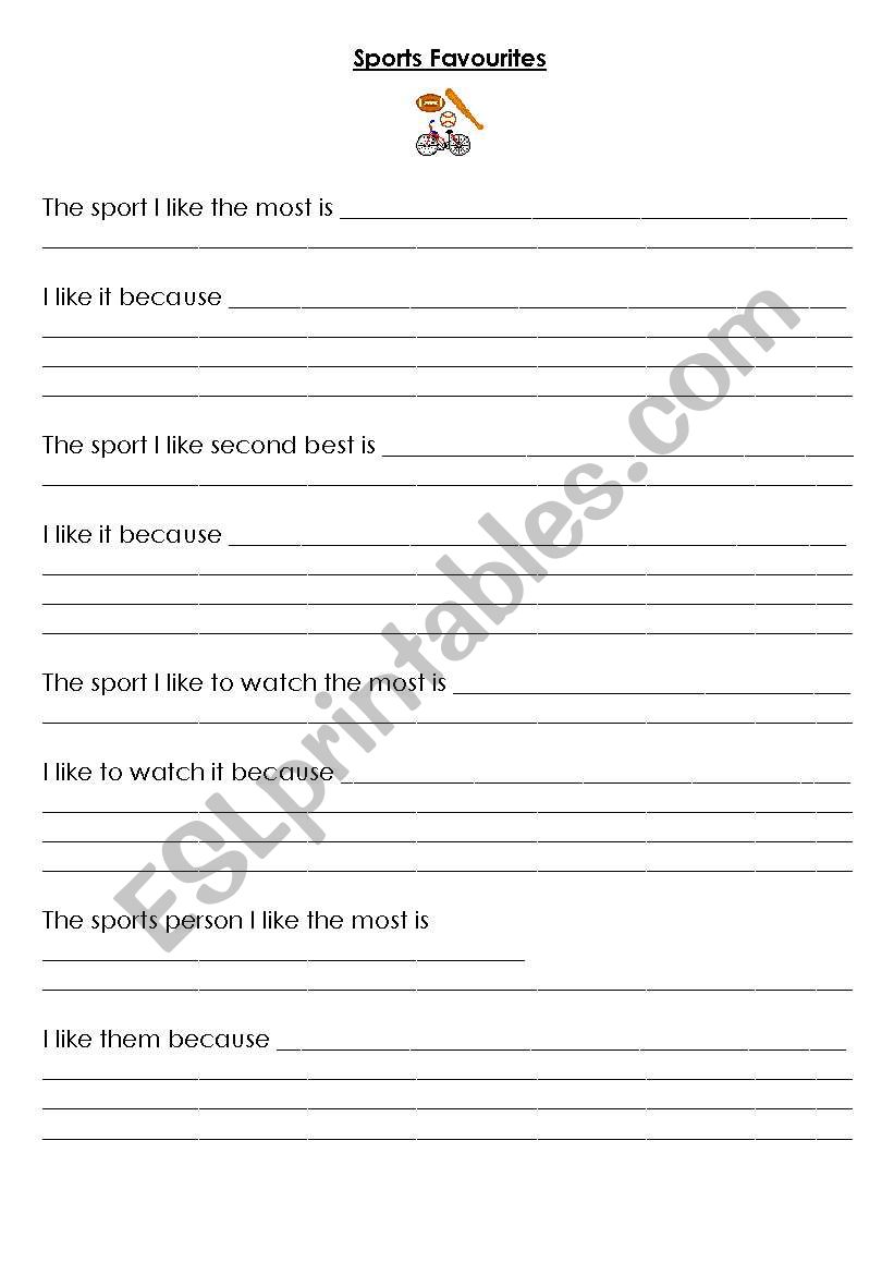 My Favourite Sport worksheet