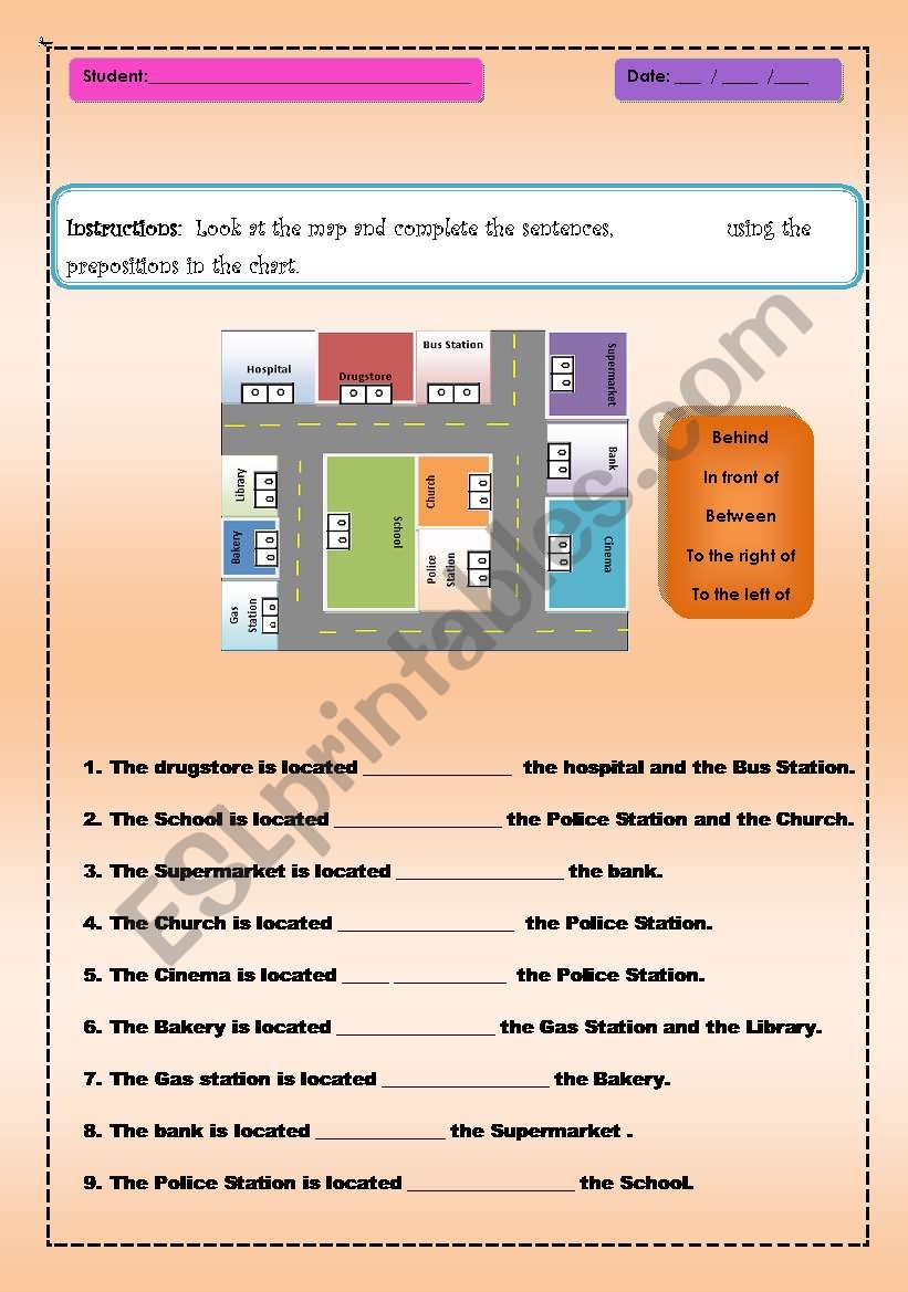 Giving Directions worksheet