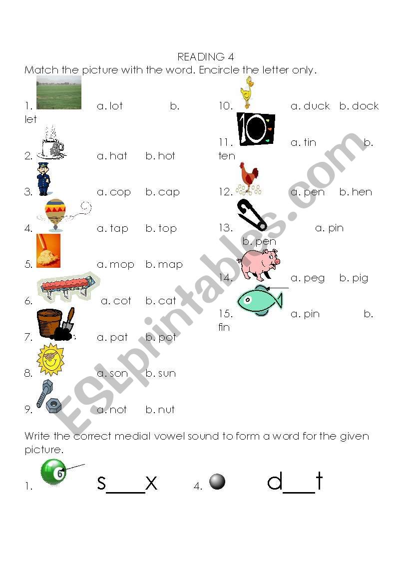 English worksheets: Medial Vowels