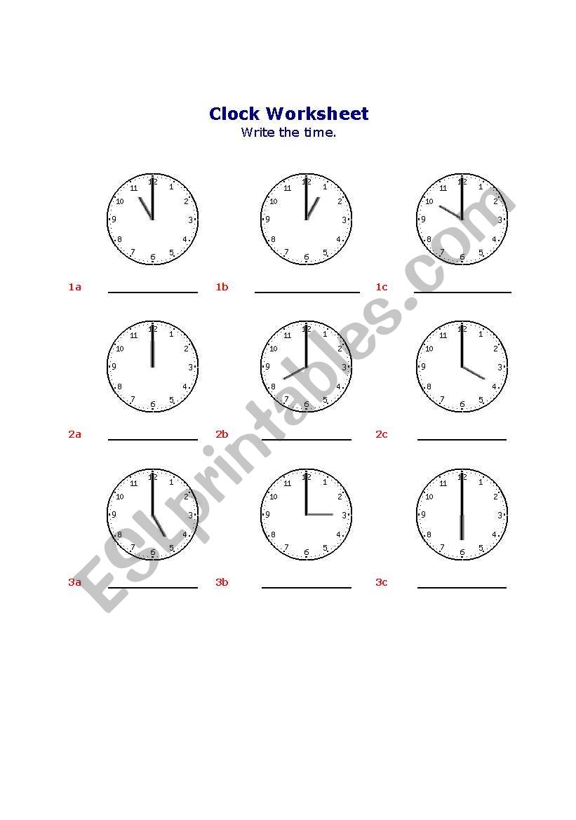 Telling the time worksheet