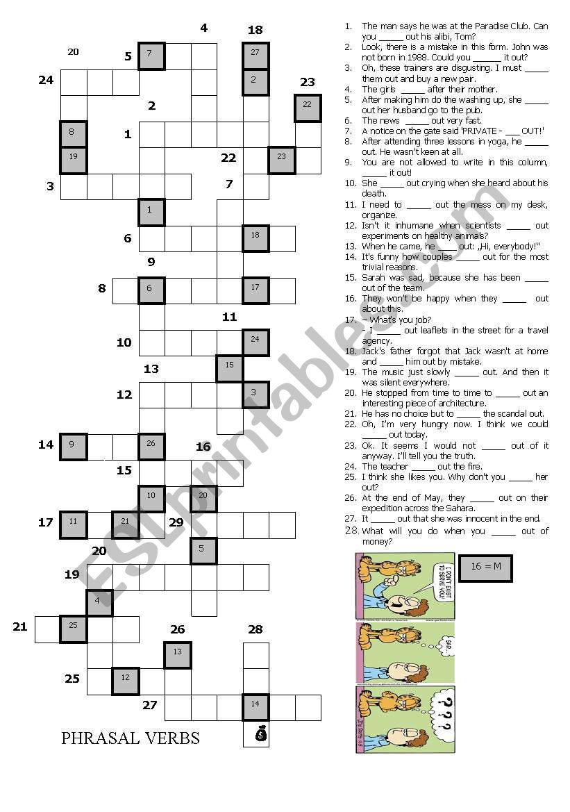 Phrasal verbs - OUT worksheet