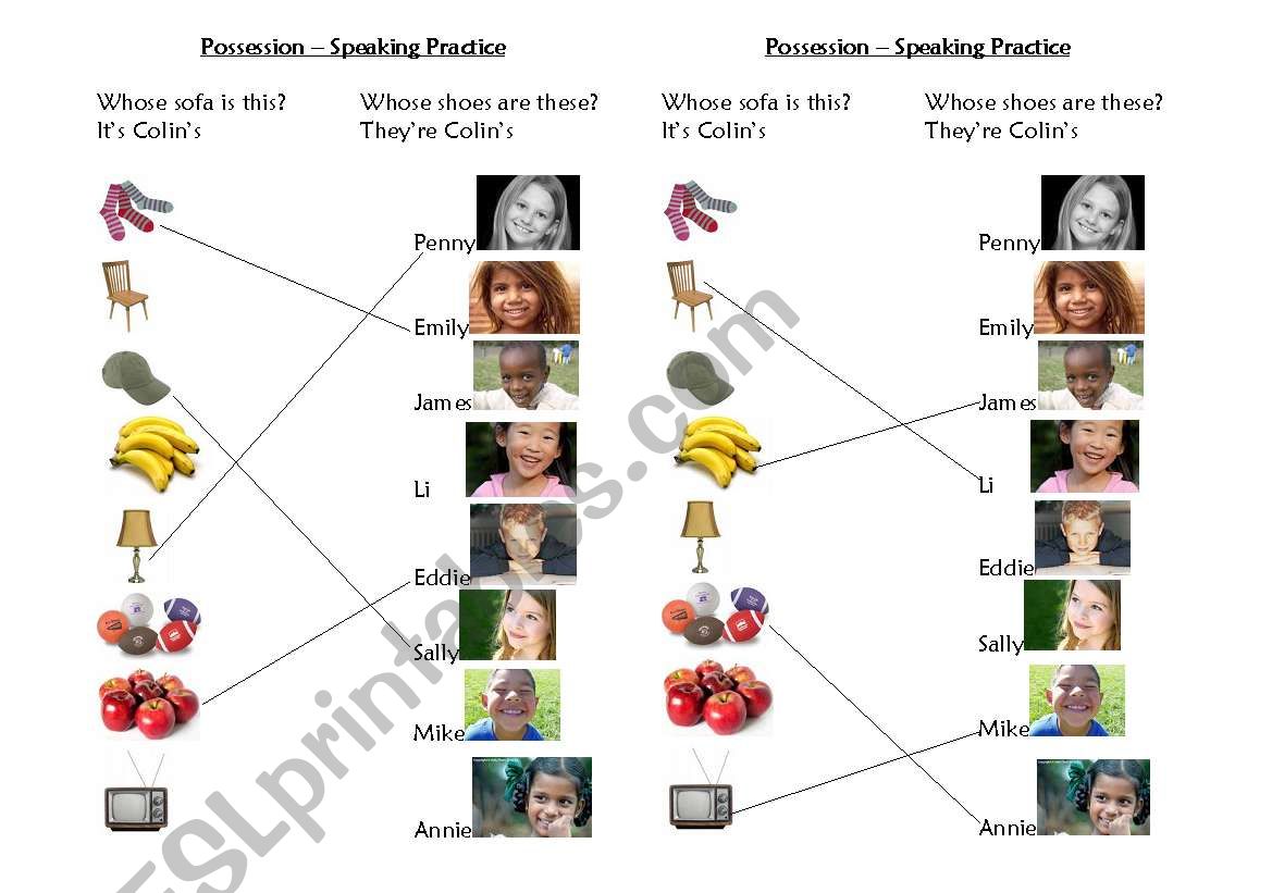 Possession Speaking Pair Activity