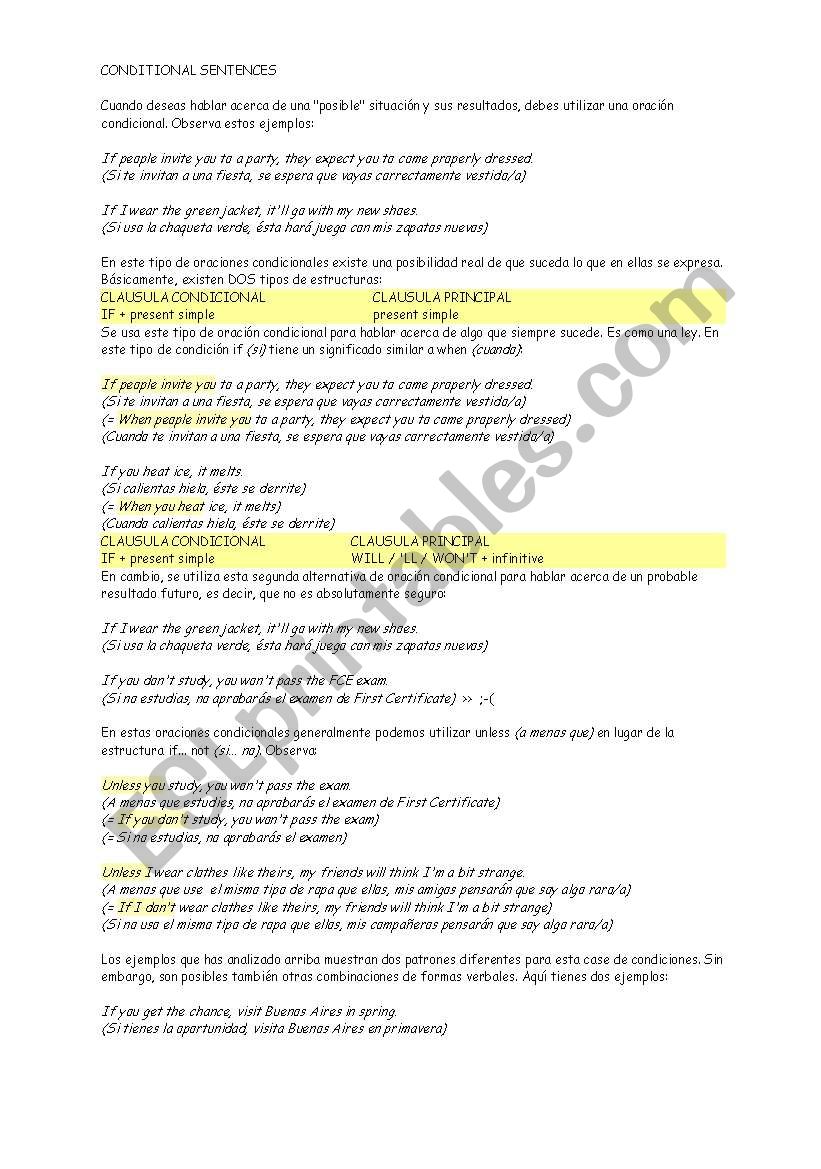 conditionals worksheet