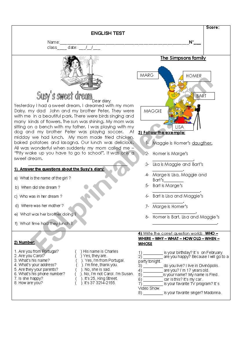 ENGLISH TEST worksheet