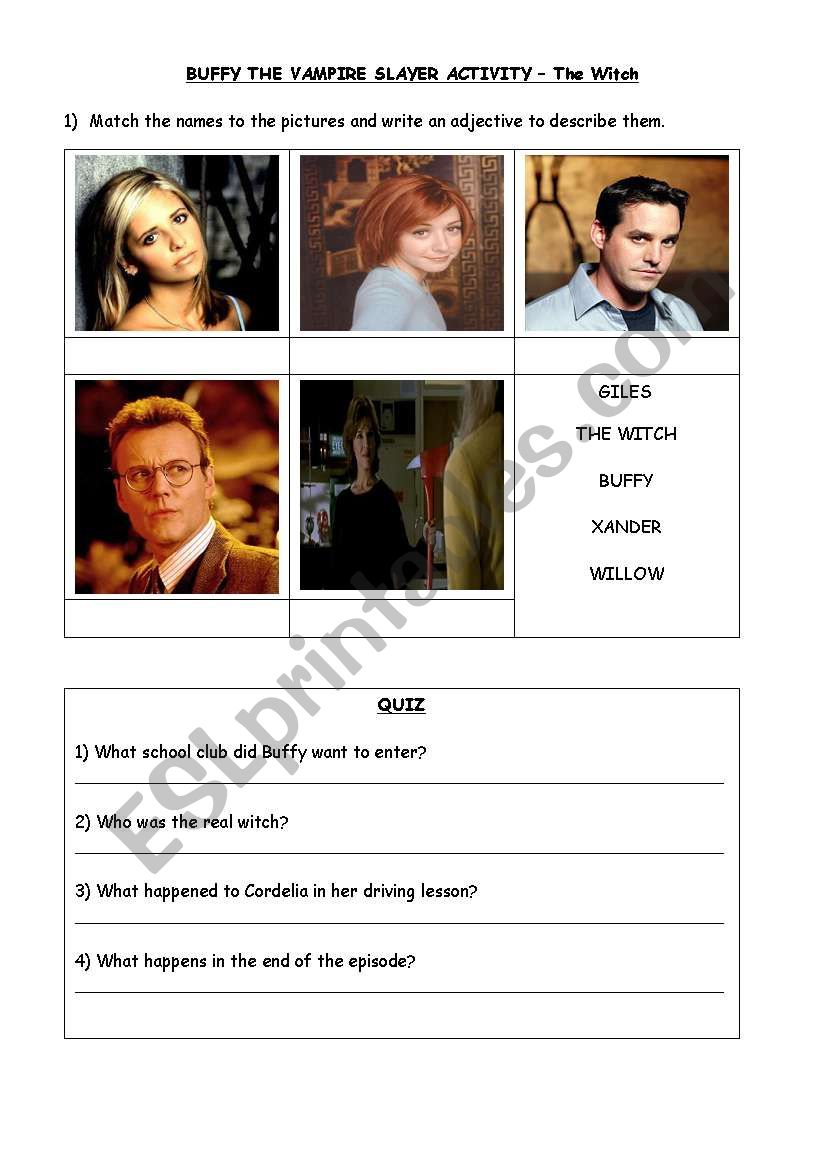 Buffy the Vampire Slayer Worksheet