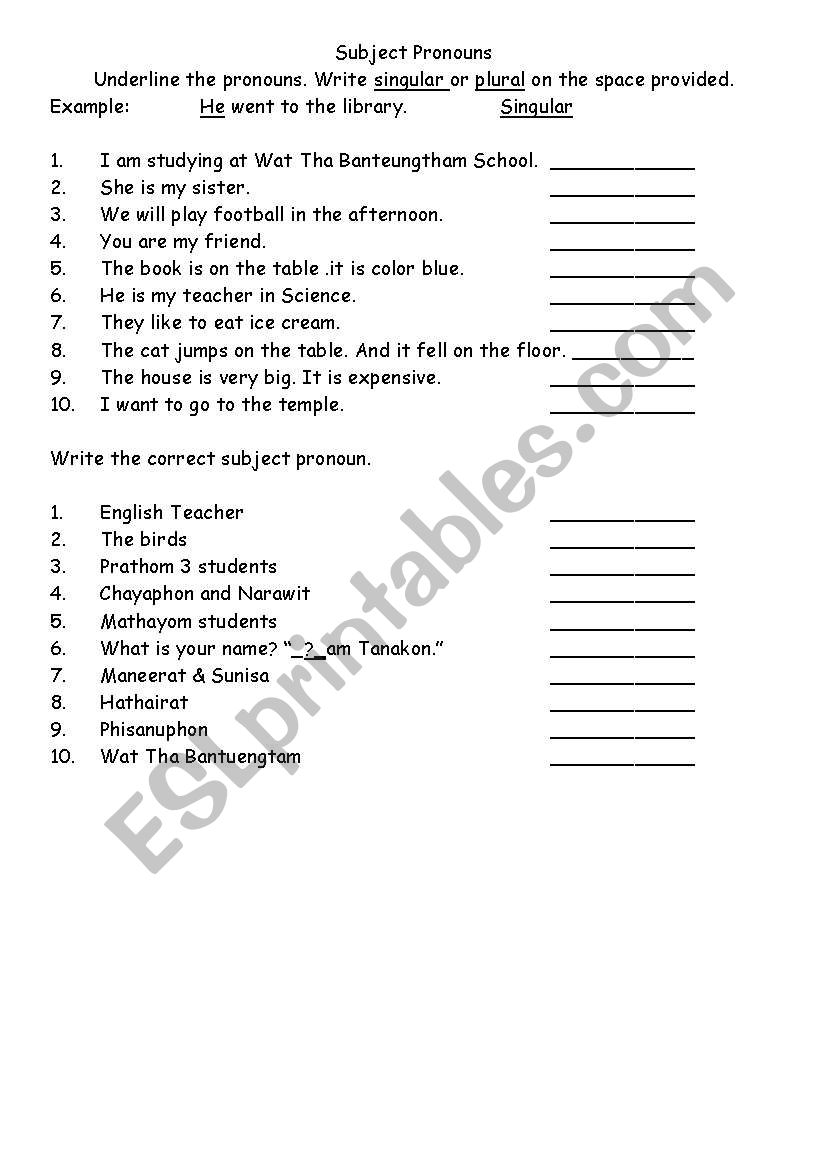 PRONOUNS worksheet