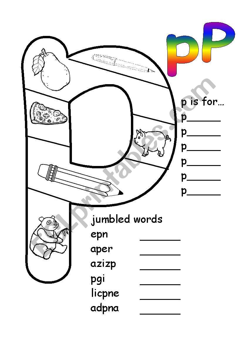 p words worksheet