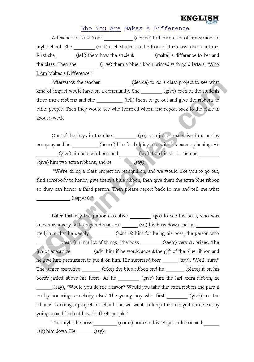 A short story worksheet