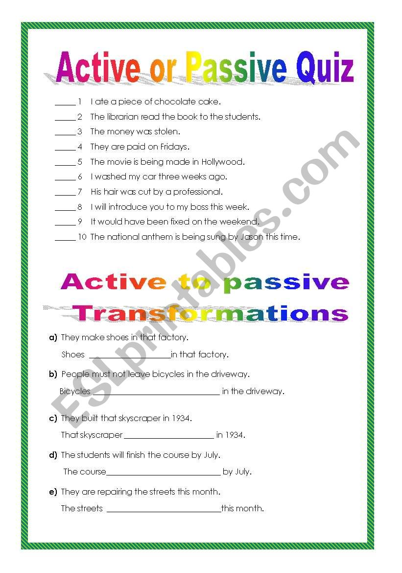 Passive voice worksheet