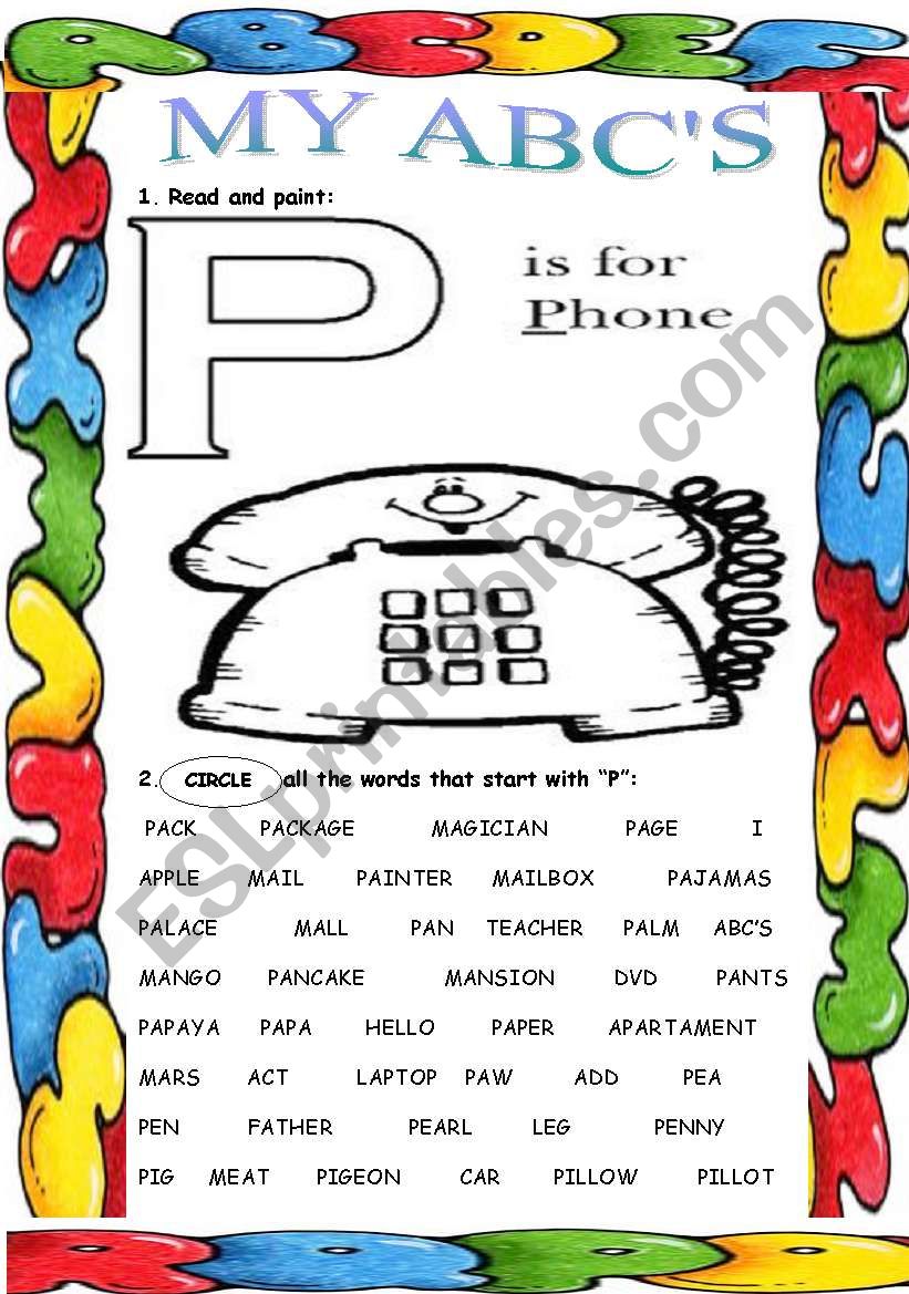 My ABCs ( P ) worksheet