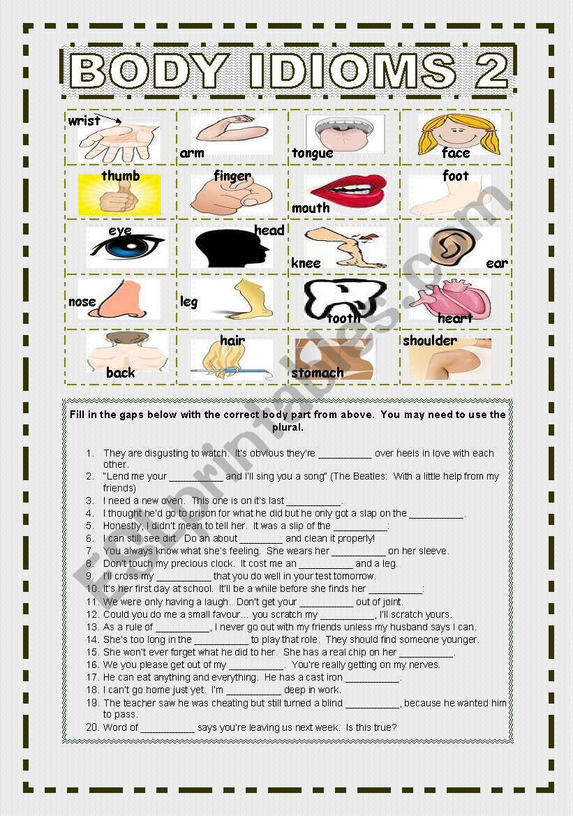 Body Idioms 2 worksheet