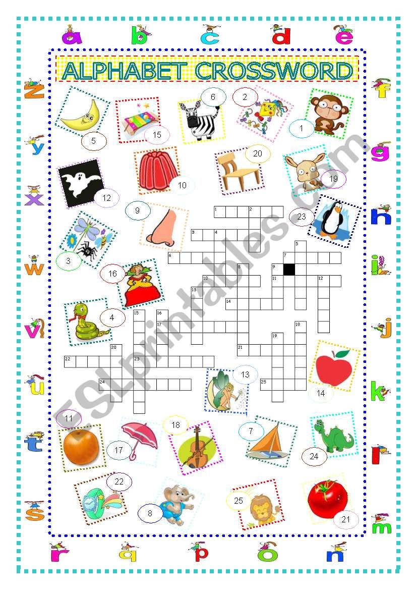 Alphabet crossword worksheet