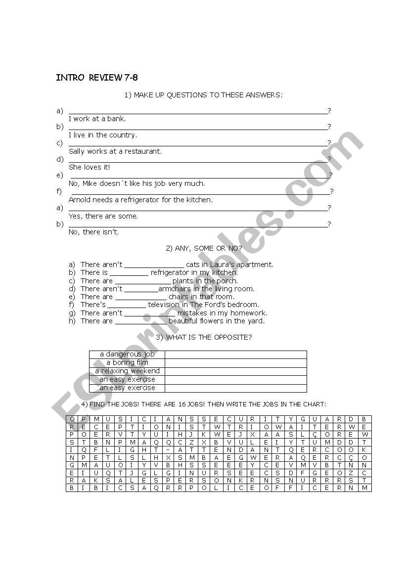 Intro Review  units 7-8 worksheet