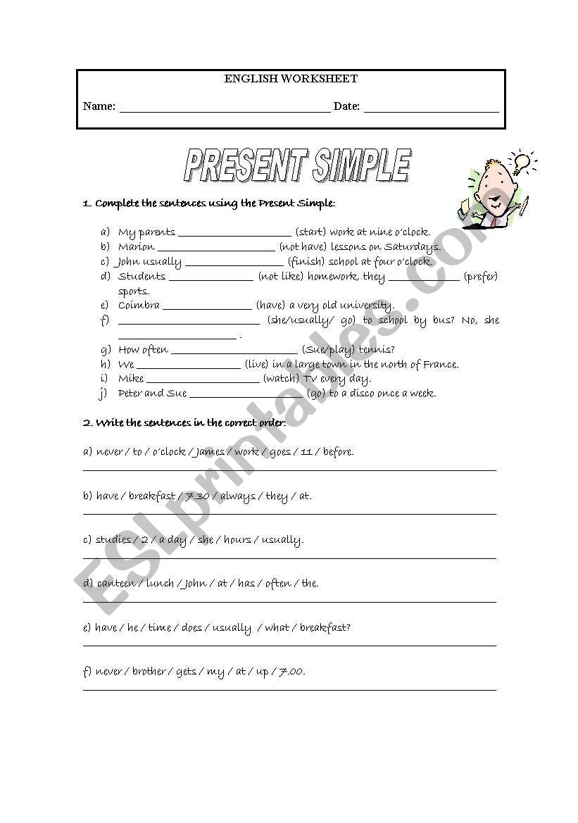 The Present Simple worksheet