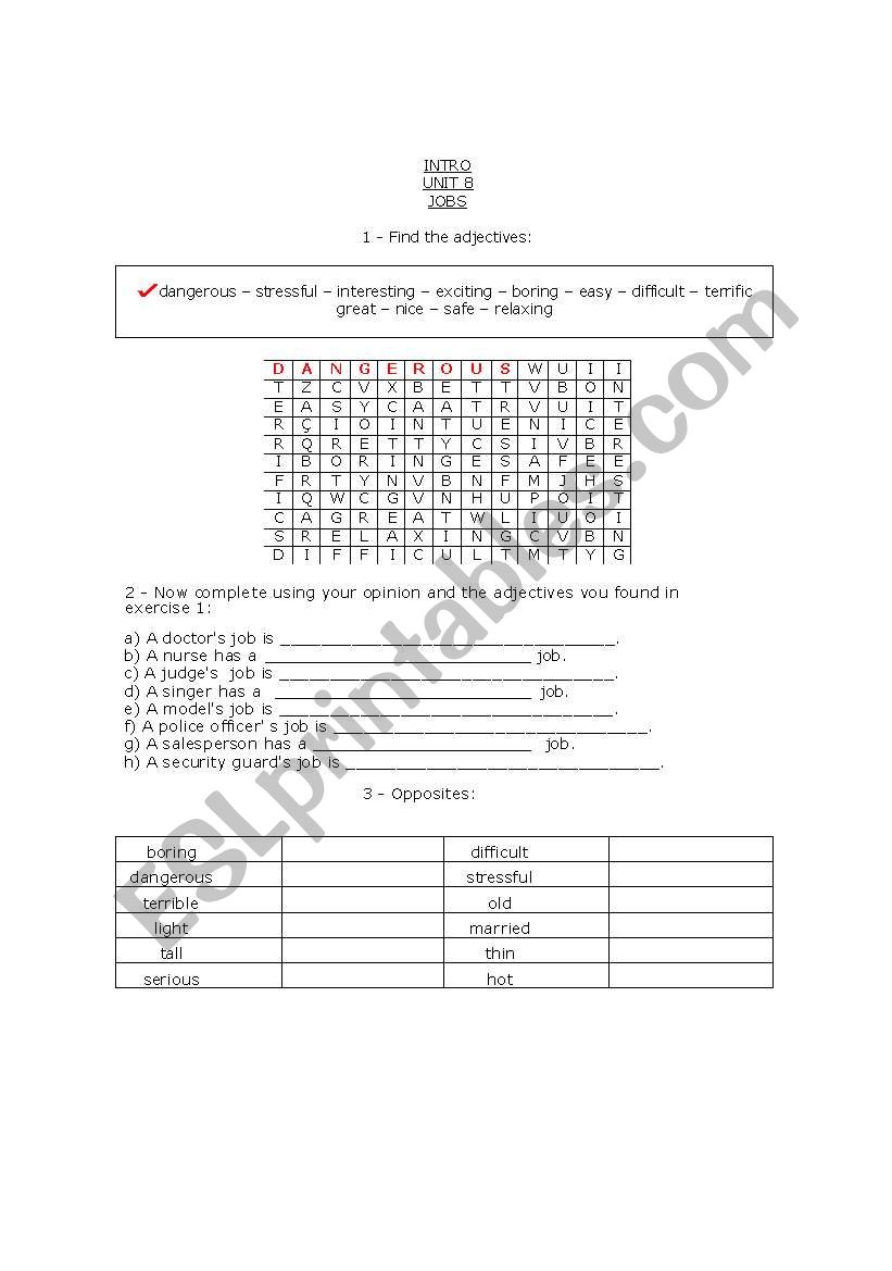 INTRO UNIT 8 worksheet