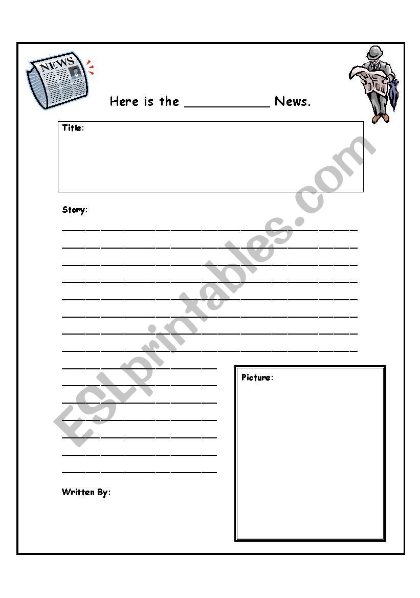 Creative News Story Worksheet (Lesson Plan Included)