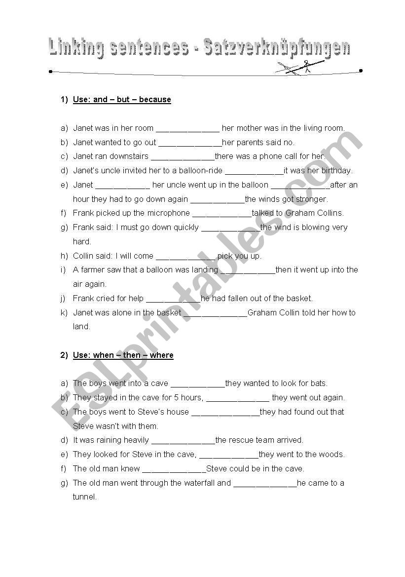 Linking sentences worksheet