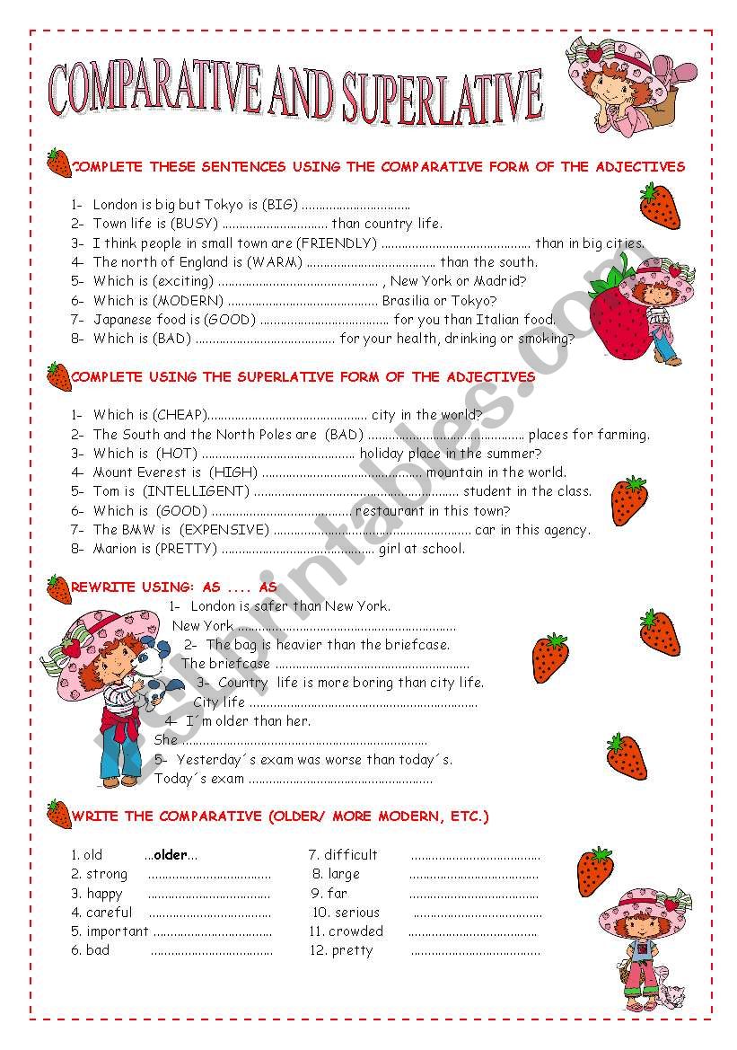 Comparative and superlative worksheet