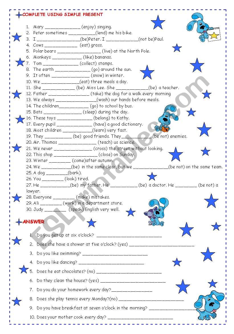 Simple present worksheet