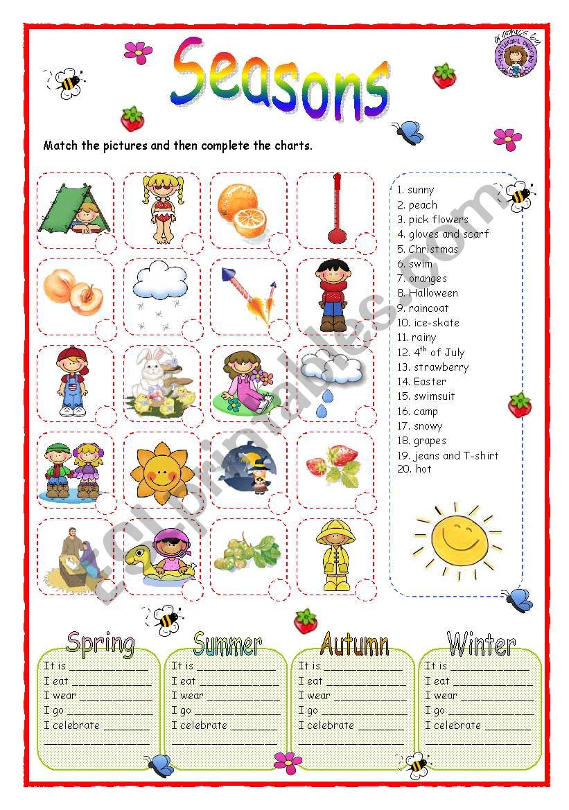 SEASONS worksheet