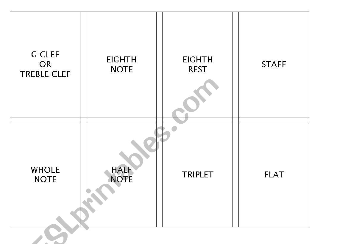 music cards - names worksheet