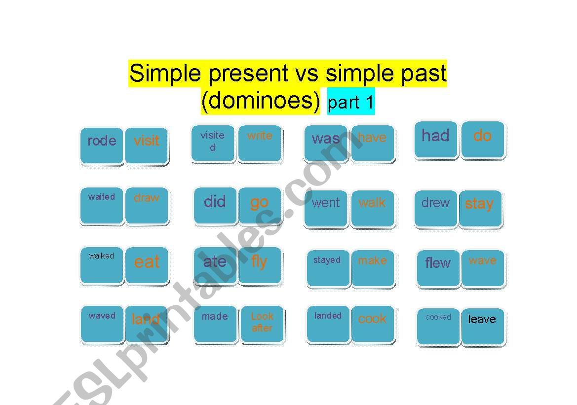 simple present& simple past dominoes part1