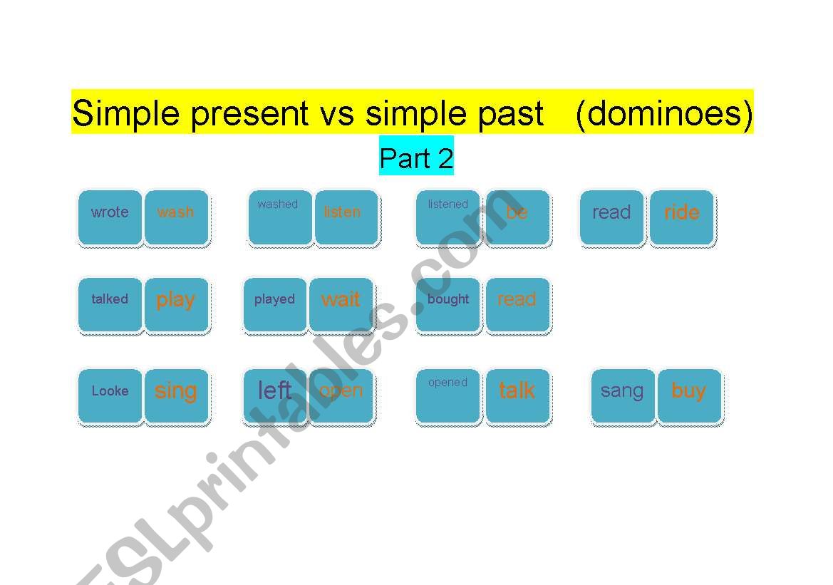 simple present&simple past dominoes part2