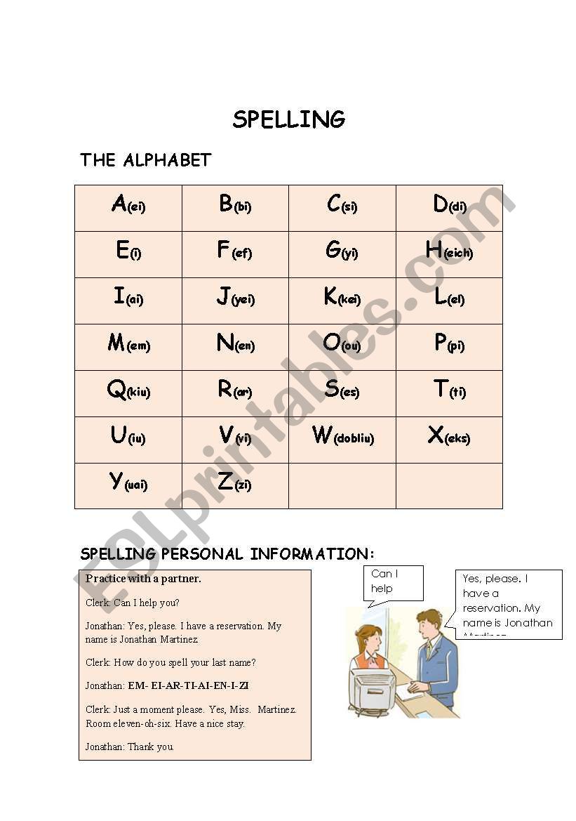 SPELLING worksheet