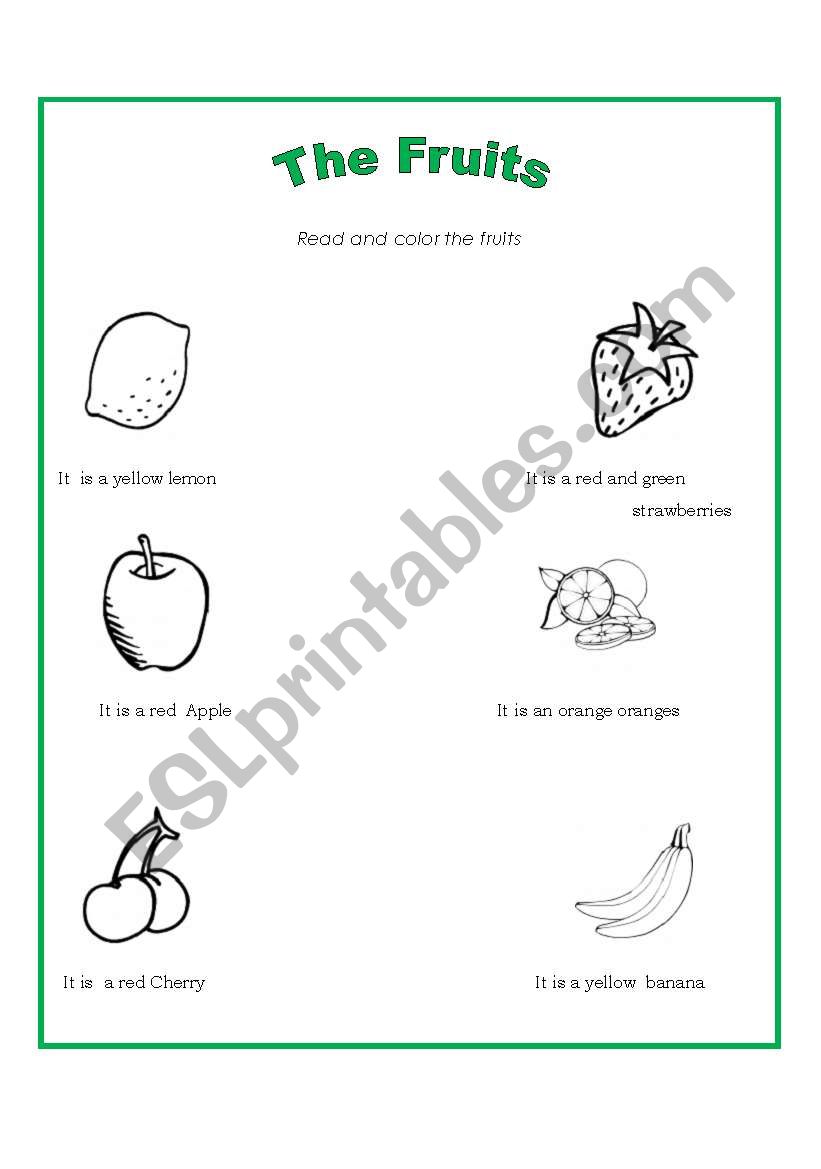  The fruits worksheet