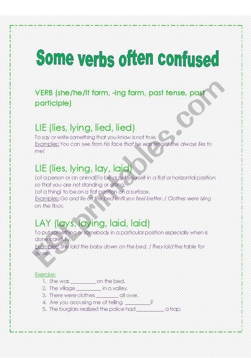 Some verbs often confused worksheet