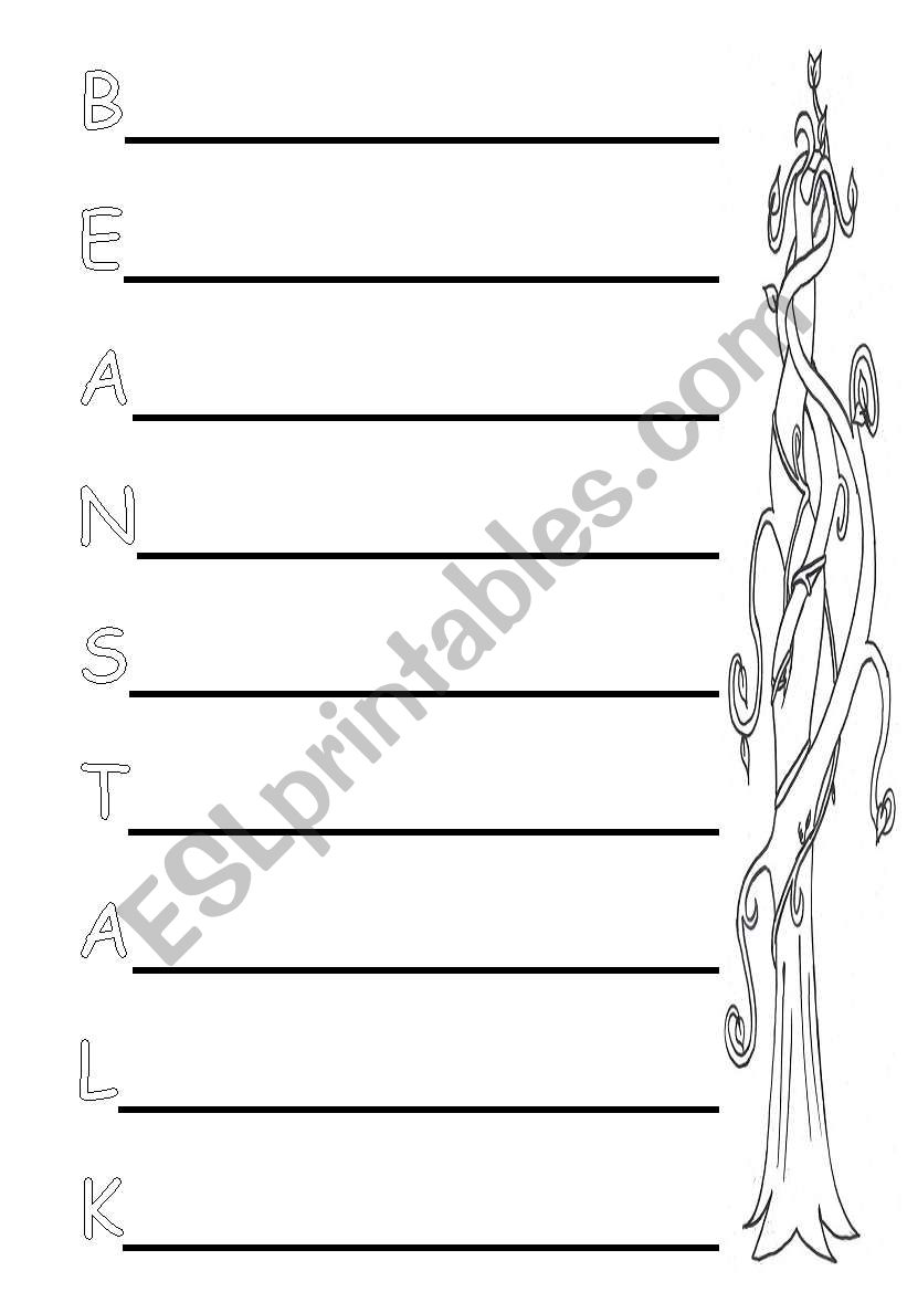 Jack and the Beanstalk Acrostic Poem Template