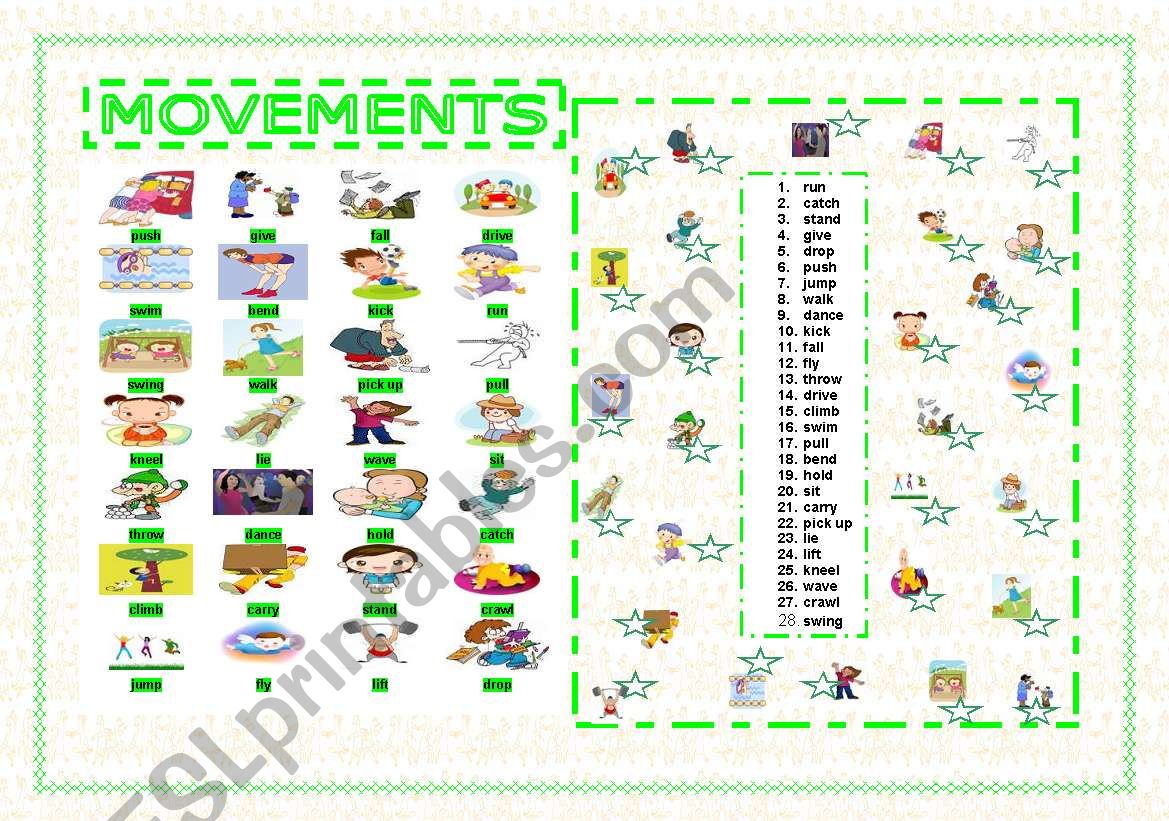 Movements worksheet