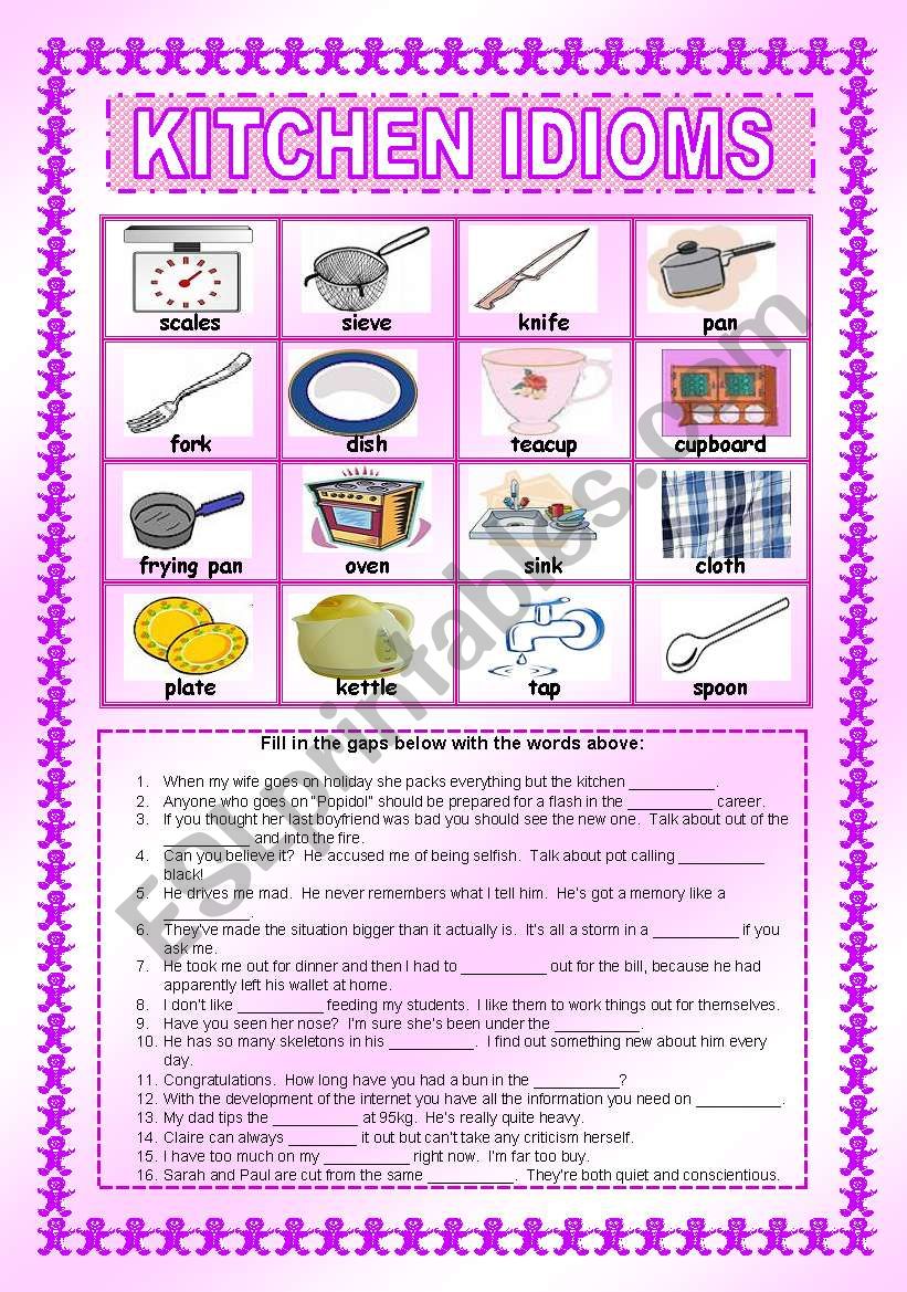 Kitchen Idioms worksheet