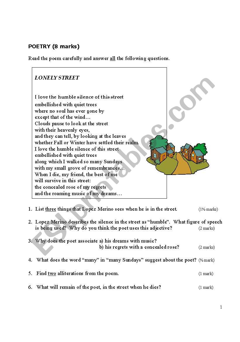 poem worksheet