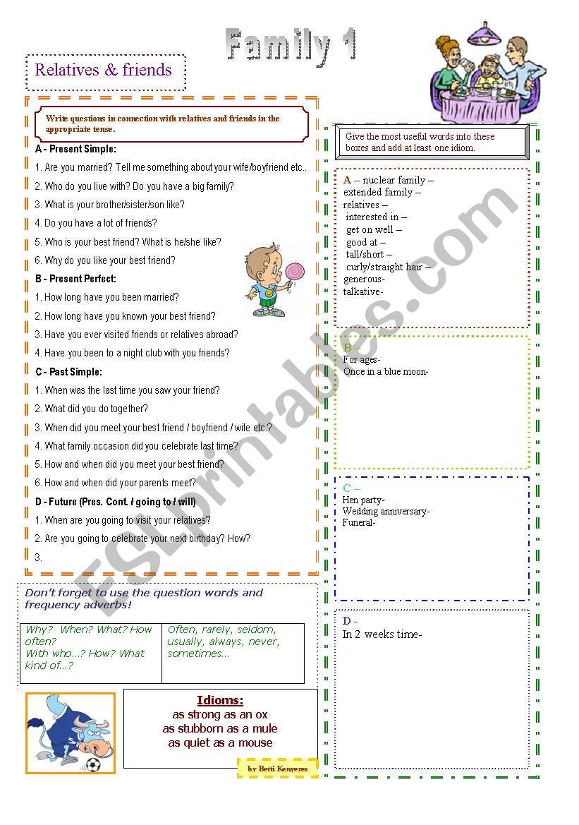 Question collector - Family 1 worksheet