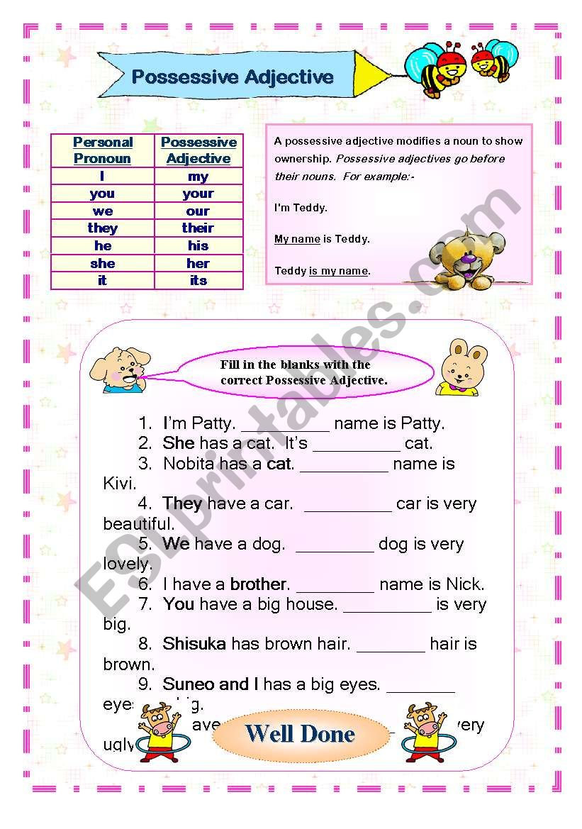 possessive-adjective-esl-worksheet-by-mybelove00