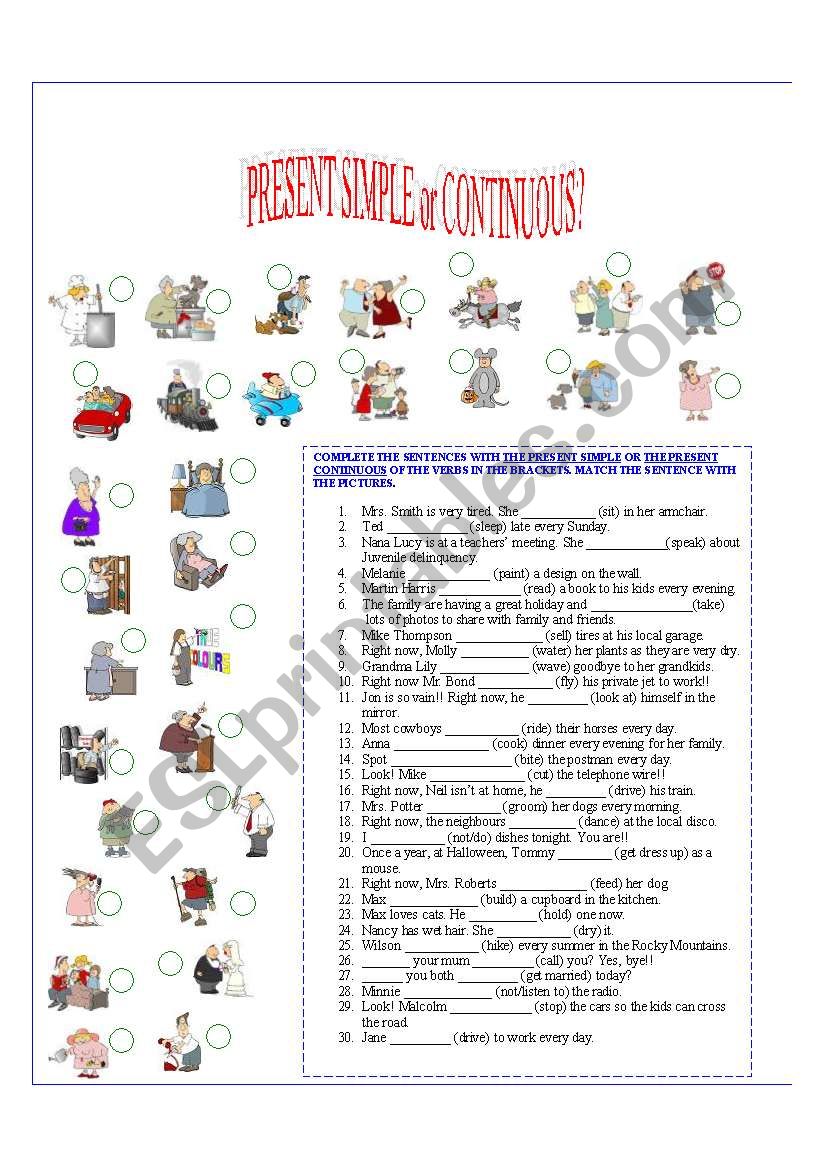 Present Simple or Continuous? worksheet