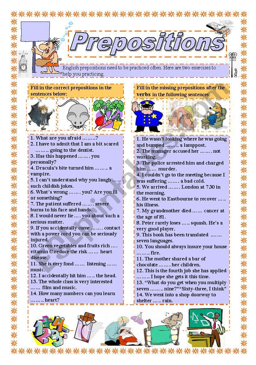 Prepositions worksheet