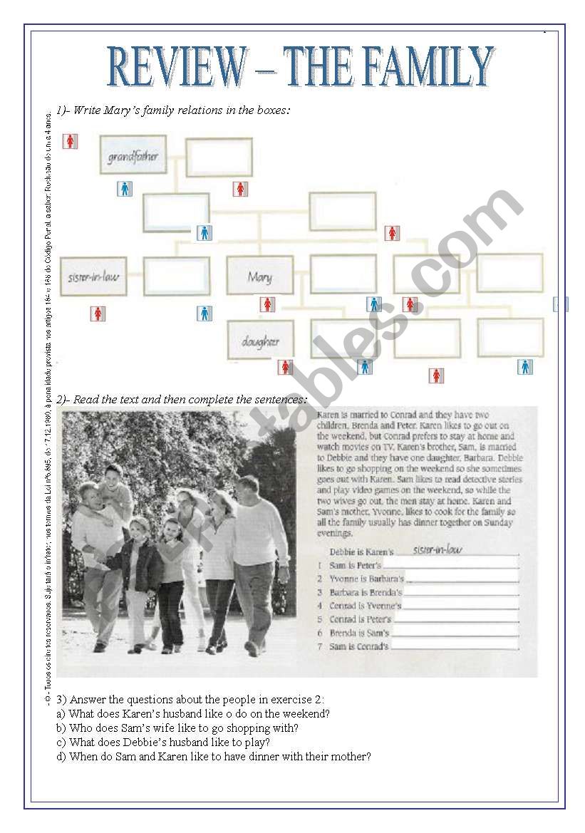Review - the family worksheet