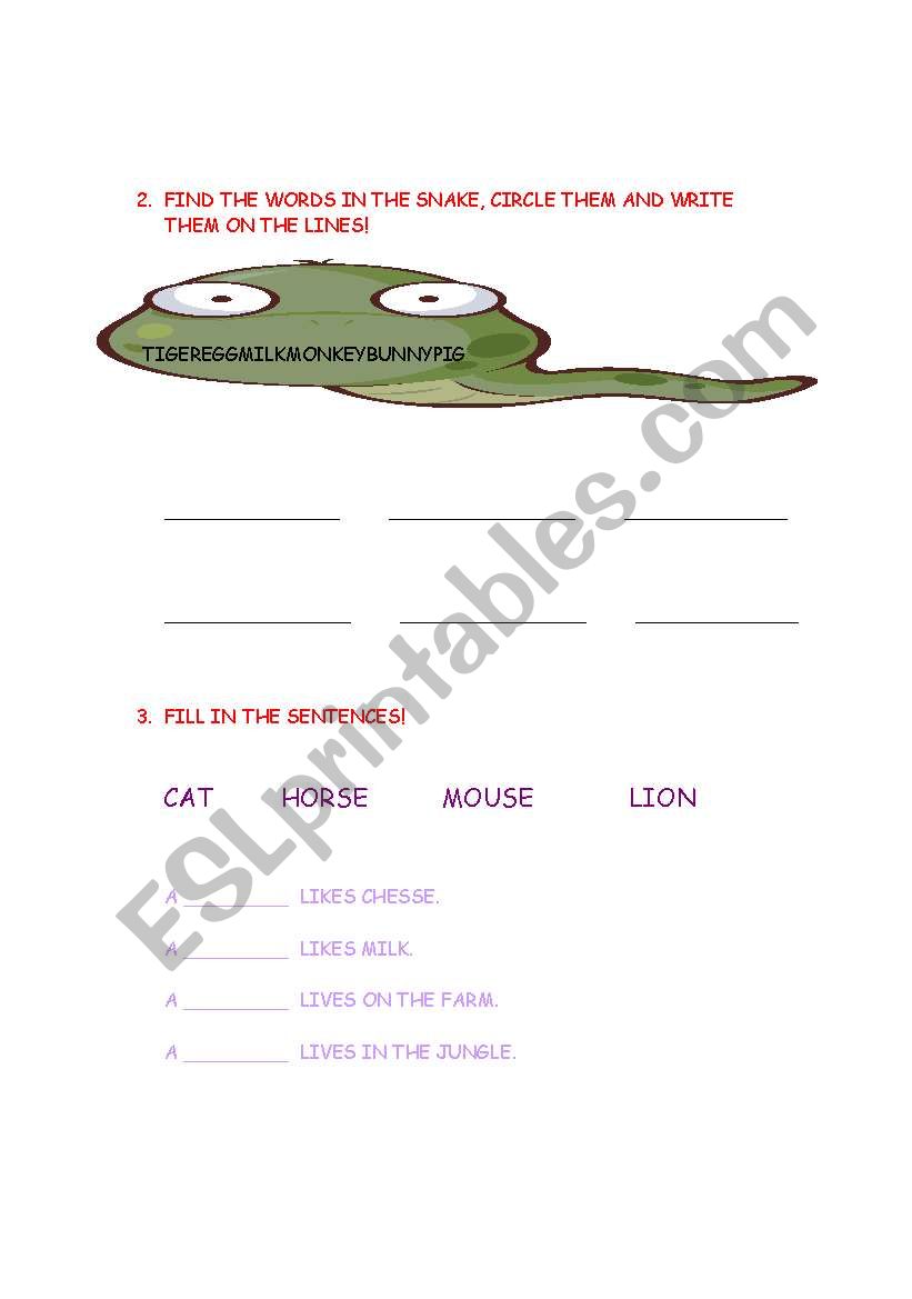 English test for young learners(worksheet 2)