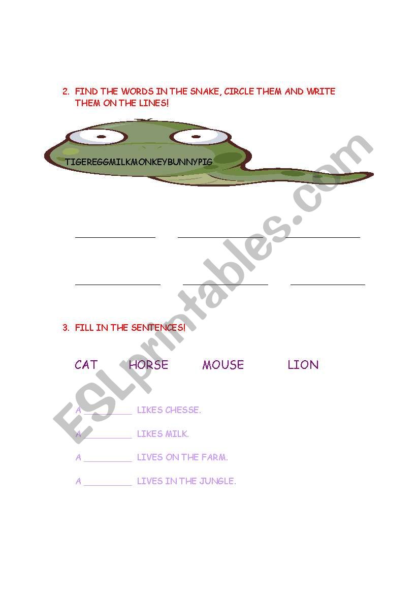 English test for young learners(worksheet 2)