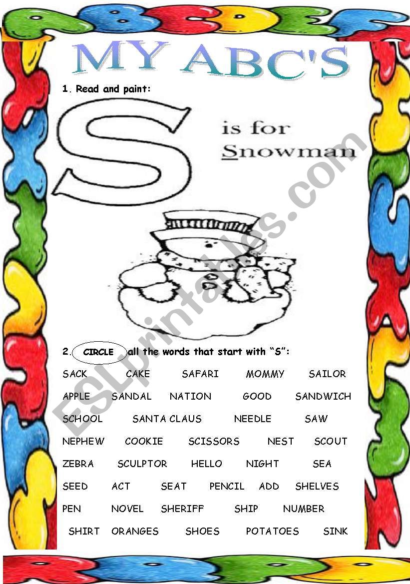 My ABCs ( S ) worksheet