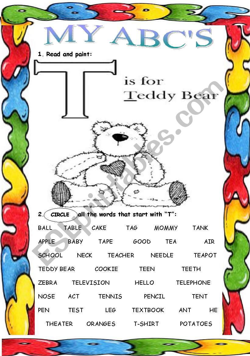 My ABCs ( T ) worksheet